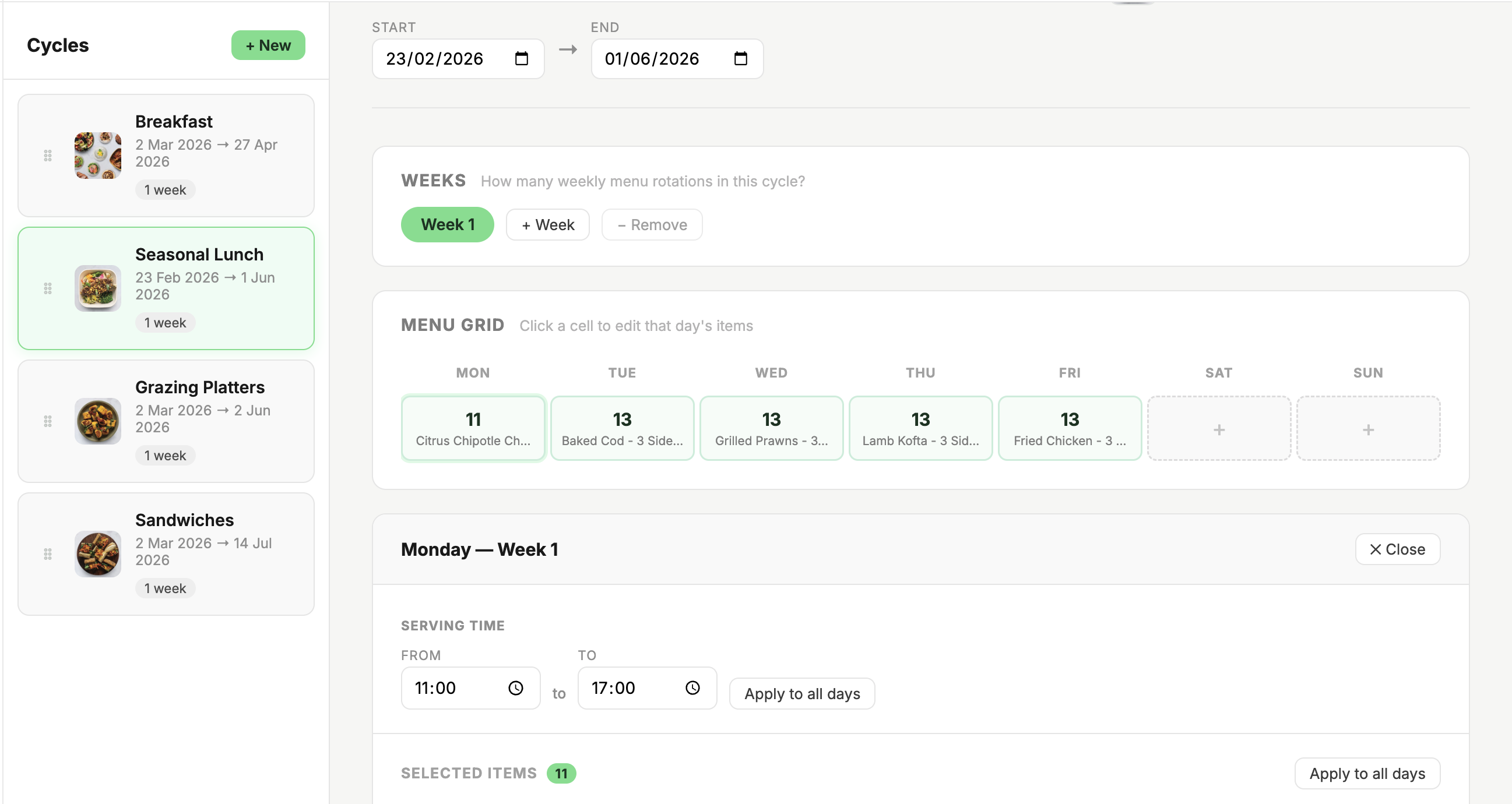 Drag-and-drop cycle editor