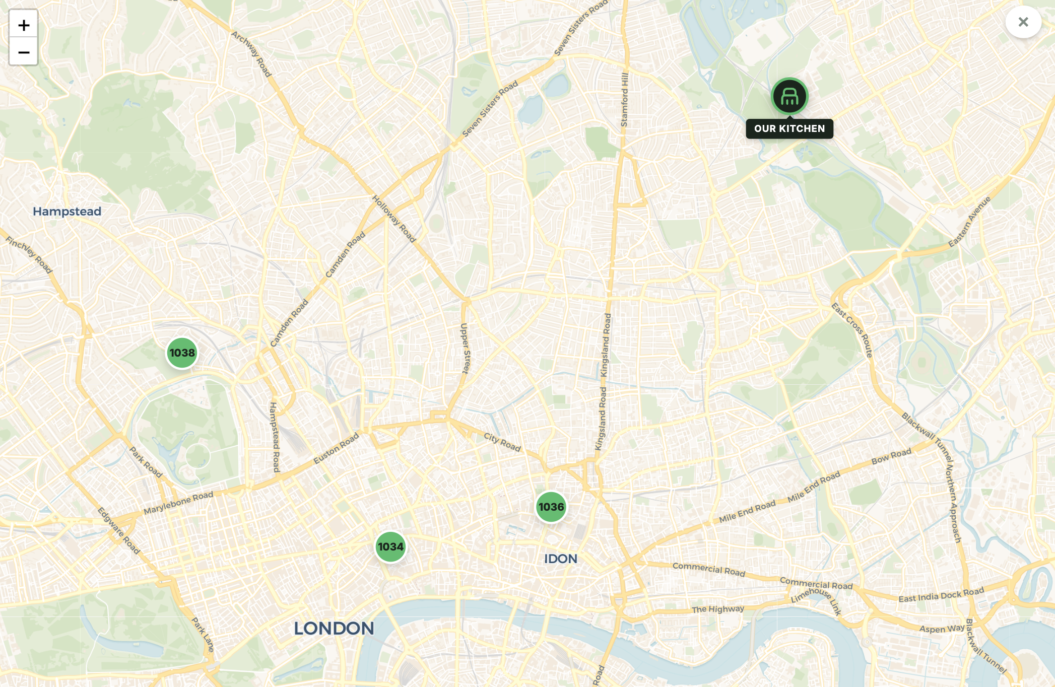 Interactive map of orders