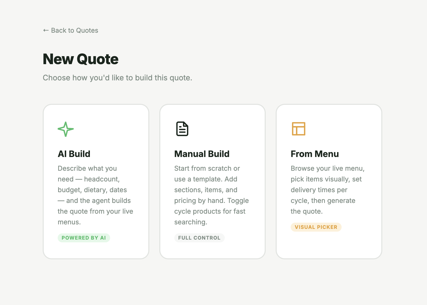 Three ways to build a quote